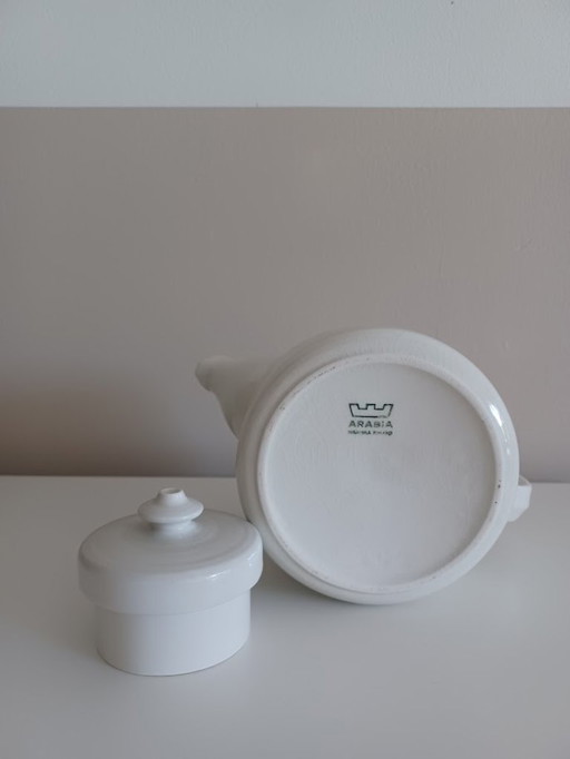 Arabia Finlandia Kaarna Tetera - Ulla Procopé Gres Blanco | Mediados del Siglo 1960