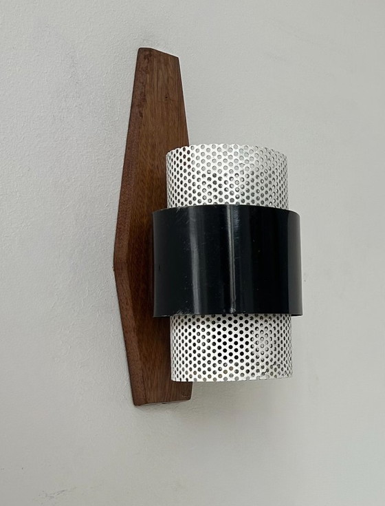 Image 1 of Applique vintage, legno, metallo laccato bianco e nero, Francia, 1950