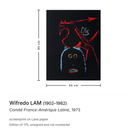 Image 1 of Serigrafía del Comité Wifredo LAM Francia-América Latina, 1973