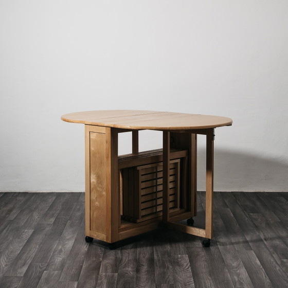 Image 1 of Folding Table and Chair Set, Space-Saving Design, 1980s Garden Dining Set