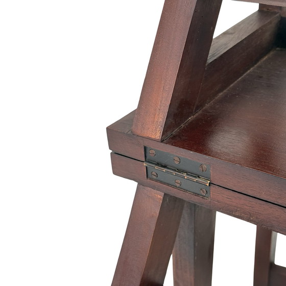 Image 1 of Escalier de bibliothèque ancien / Chaise pliante - Bois dur français - Inventé par Benjamin Franklin (Franklin-chair) !