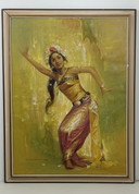 Original vintage hand painted painting Bali dancer