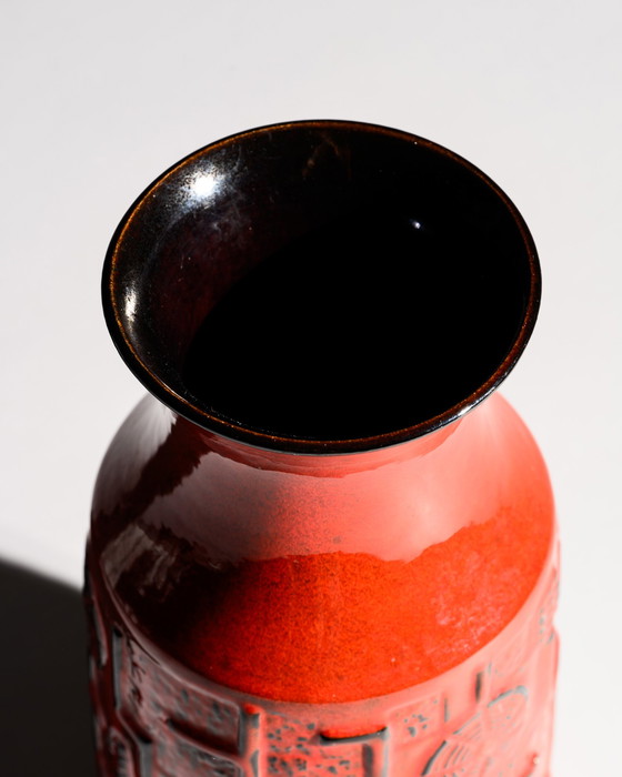 Image 1 of BAY Keramik Vase Model 954-30 West German Pottery Architectural Relief MCM WGP