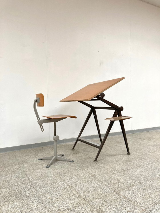 Image 1 of Tavolo da disegno e sedia Friso Kramer/Wim Rietveld dal design vintage