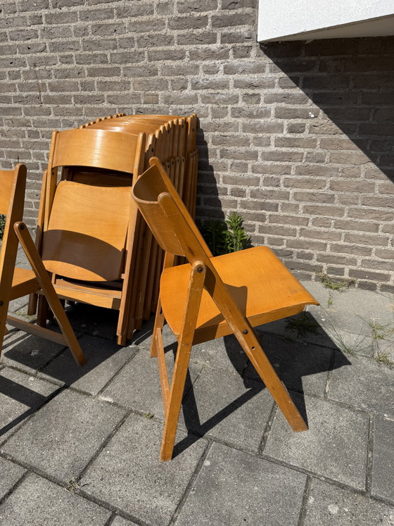 Image 1 of Partij Van 14x Vintage Plywood Klapstoel ‘70