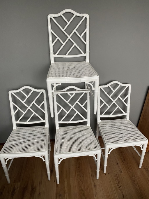 4x Vintage Faux Bambou Webbing Adler Chairs Midcentury