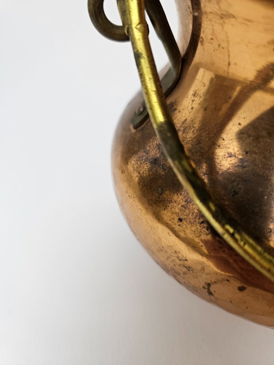 Image 1 of Gepatineerde vintage gehamerde messing cachepot | Bloempot | Plantenbak | Plantenhouder | Jardiniere