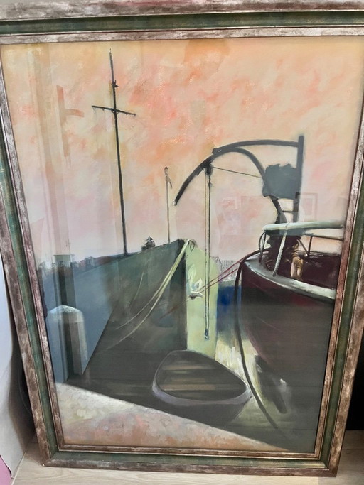 Vue de l'IJ, dessin au pastel de Mieke Dillo.