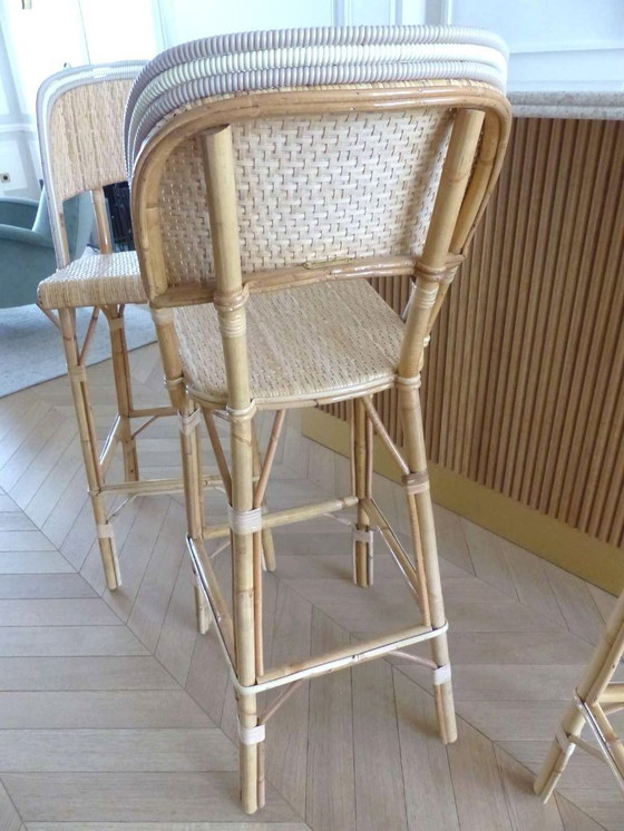 Image 1 of Set van 3 Maison Louis Drucker bistrostoelen in licht Manila-rotan.