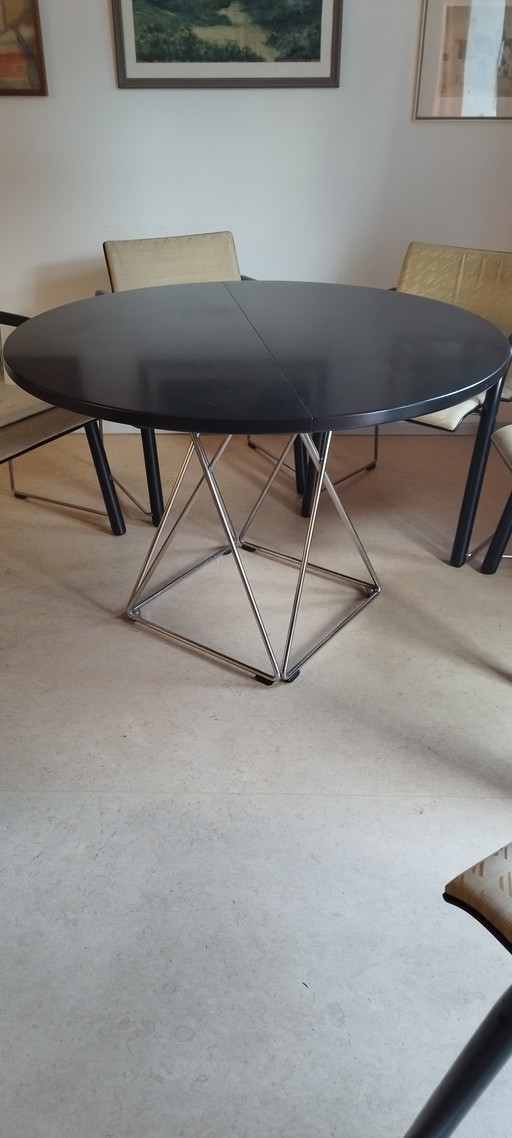 Thonet tafel "Eiffel Base" met 6 stoelen – eetkamerset, Metal, Textile
