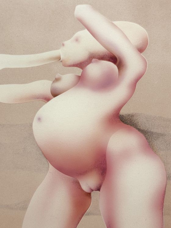 Image 1 of Yvon Adam raro cuadro erótico circa 1985 - enmarcado