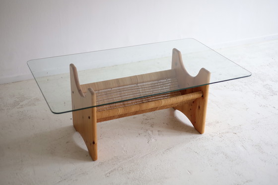 Image 1 of Vintage coffee table, glass wicker