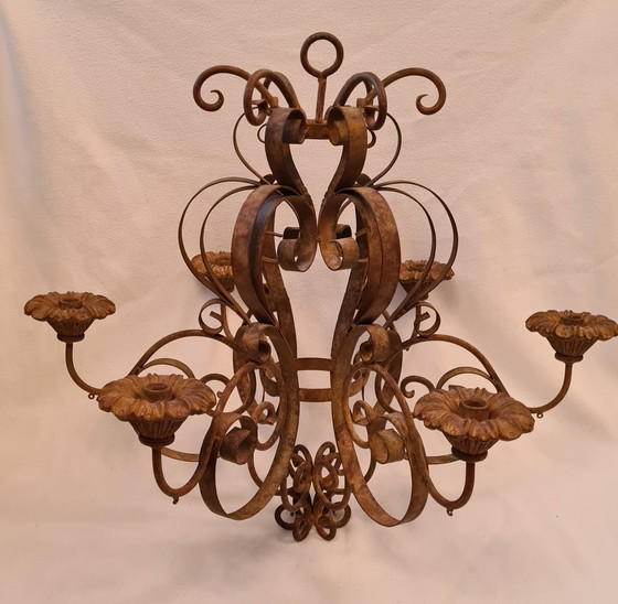 Image 1 of Chandelier with 6 candles - Baroque - Iron (cast iron/wrought iron)