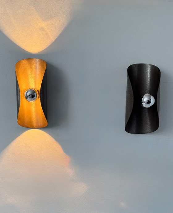 Image 1 of Coppia di applique da parete vintage, acciaio piegato, Francia, 1970