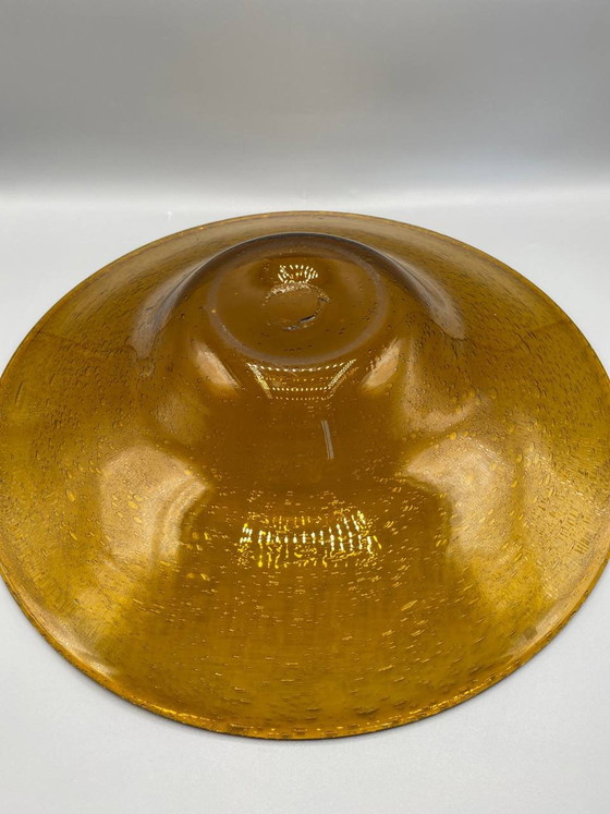 Large Amber Bubbled Glass Bowl – 1960s-1970s – Glass & Decanter (photo 3 of 4)