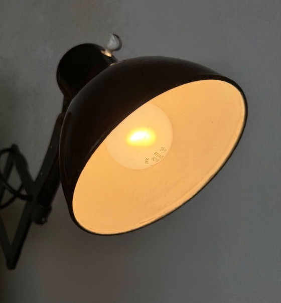 Image 1 of Industrial Black Enamel Scissor Wall Lamp, 1950s