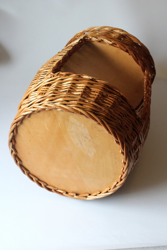 Image 1 of Flaschenkorb Hoch Geflochten - Handarbeit - Weide/Holz