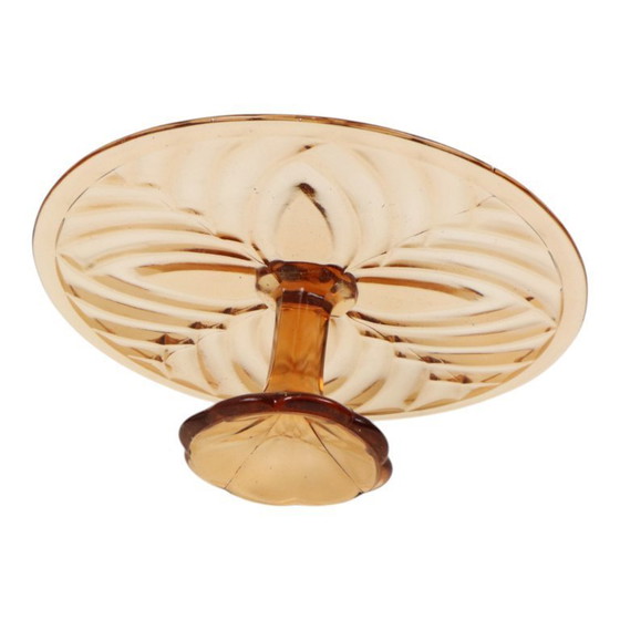 Image 1 of Amber Art Deco Cake Plate Pastry Dish