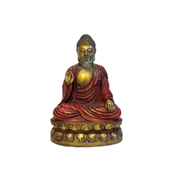 Antieke Chinees-Tibetaans Bronzen Boeddha – Abhaya Mudra – 124 – Beeldhouwkunst (photo 11 of 11)