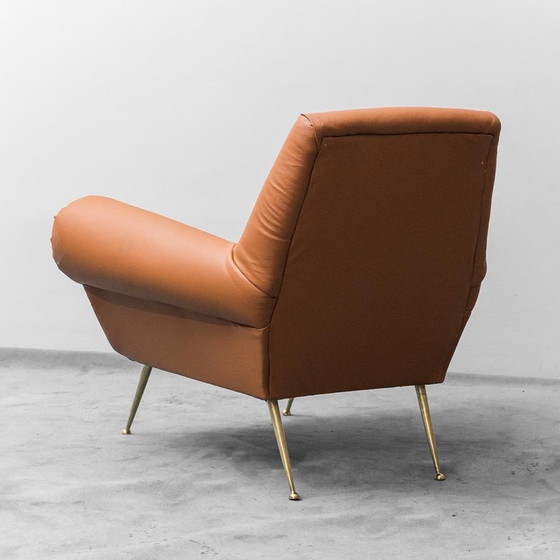 Image 1 of ECO-LEREN FAUTEUIL GIGI RADICE MINOTTI 1950 VINTAGE MODERN ANTIEK