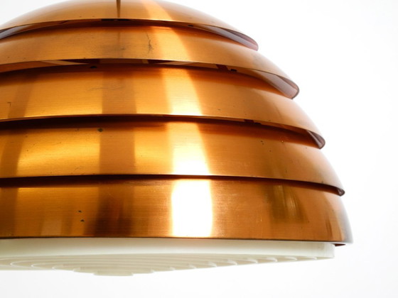 Image 1 of Lampe à suspension originale à lattes de cuivre des années 1960 par Hans-Agne Jakobsson pour Markaryd. Fabriqué en Suède