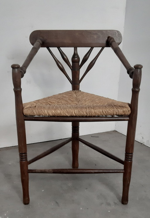 Antique knitting chair reed upholstery 1910