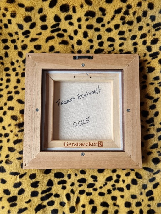 Hand-painted modern art tiger 20x20 cm framed