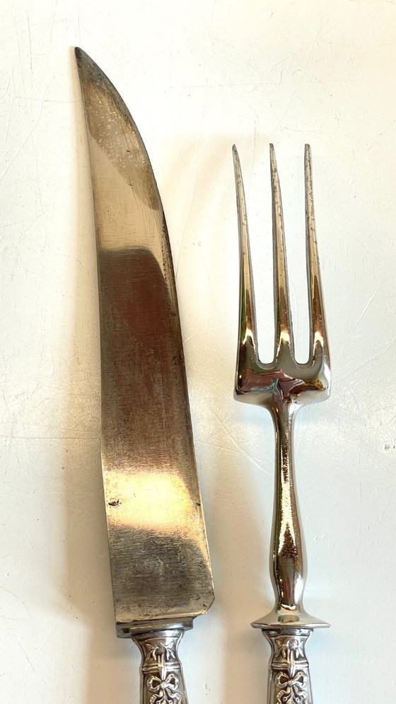 Image 1 of Silver-plated cutlery set with Minerva helmet, Paris