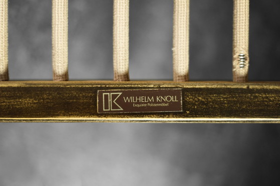 Image 1 of Mid-Century German Modern Elegante Kirschholz- und schmutzigrosa Stoffsessel von Wilhelm Knoll, 1970er Jahre, 2er-Set