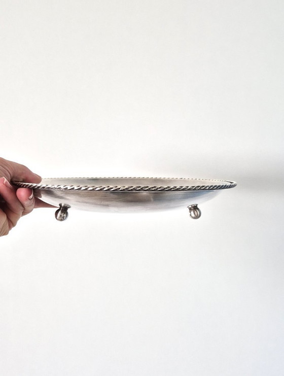 Image 1 of Silver-plated small dish on three ball feet