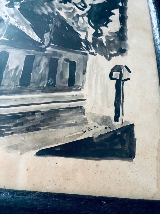 Image 1 of Very Old Painting, Ink and Wash, The Pagoda