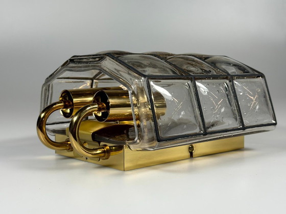 Image 1 of 60er 70er Jahre Wandlampe Wall Sconce Glashütte Limburg Germany Glas & Metall