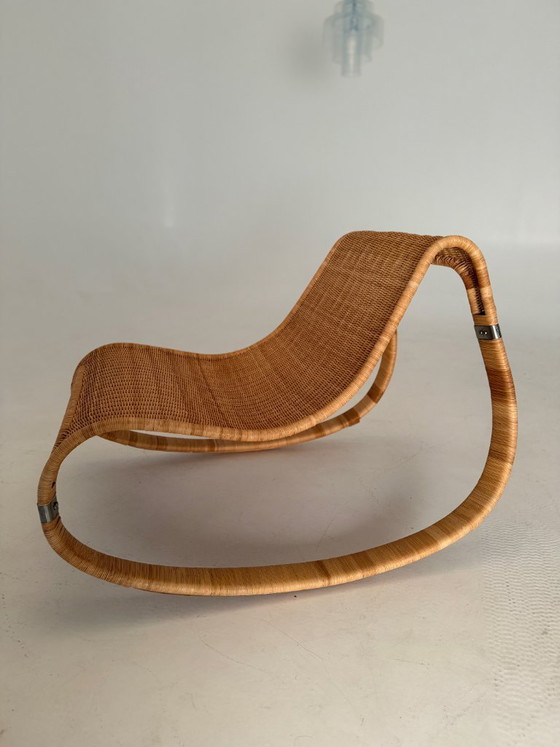 Sedia a dondolo IKEA Gunghult vintage, James Irvine 2002, Ikea x James Irvine, Sedie a dondolo, Rattan, Metallo (foto 3 di 8)