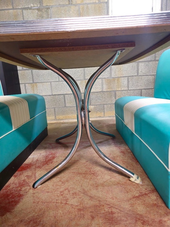 Image 1 of Vintage americana fifties stijl turquoise bankstel