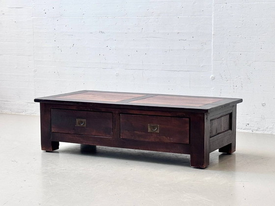 Massieve salontafel in koloniale stijl met 2 lades – Wood (photo 3 of 15)