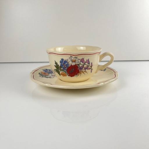 Breakfast cup and saucer, "Agreste", Sarreguemines, 1960