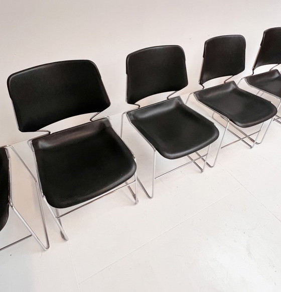 Image 1 of Set of 6 black Matrix Krueger chairs by Thomas Tolleson, 1970s