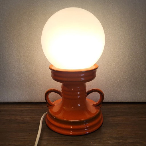 Space Age orange ceramic table lamp, 1960s-70s, West Germany