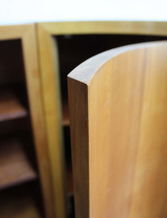Image 1 of Houten vintage wandmeubel - Musterring. Retro Mid Century modulair kast met bureau / barretje