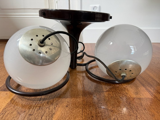 Lampada Gino Sarfatti Modello 2042/3 Arteluce, Plafoniere, Vetro, Bianco (foto 10 di 12)