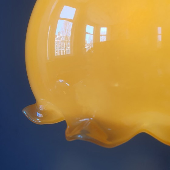 Image 1 of Vintage opaline hanglamp in kelkvorm met parelmoer glans. 