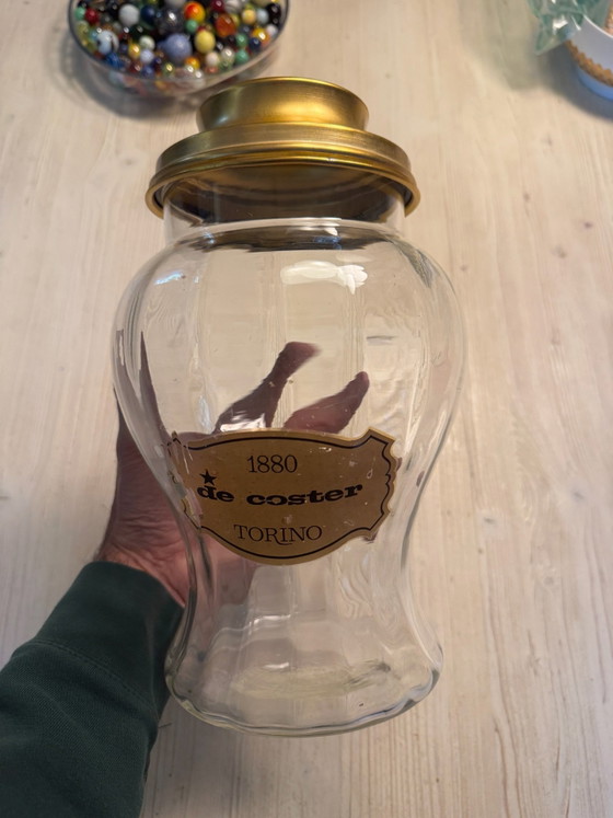 Vintage De Coster Torino advertising glass jar, 1960s – Decoration, Metal (photo 4 of 6)