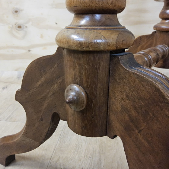 Image 1 of Mesa de costura / mesa auxiliar antigua de nogal (siglo 19) Biedermeier / mesa auxiliar antigua única