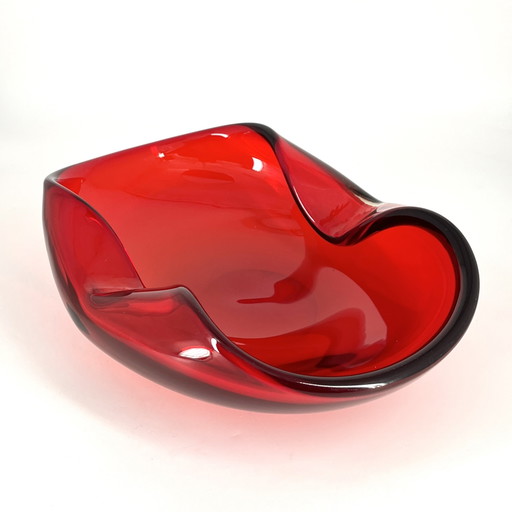 Large Murano art glass bowl, ruby red – 30.5 cm – 3 kg – Vintage Art Glass – vazen (photo 2 of 15)