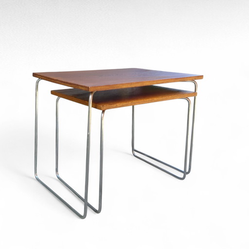 Set 2x Brabantia Side Tables, Wenge Leaf Chrome Legs