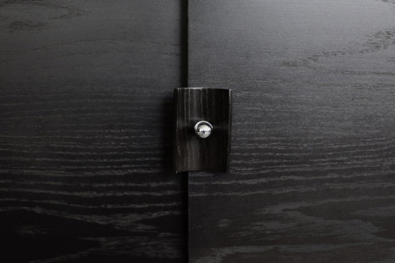 Image 1 of Vintage Mid-Century Scandinavian Modern Dark Oak Sideboard with Wooden & Metal Handles, 1960s