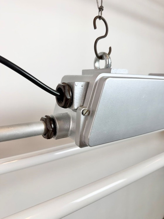 Image 1 of Industriële zilverkleurige buislamp van Elektrosvit, jaren 70.
