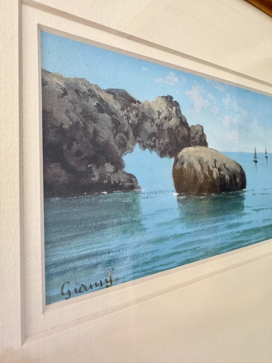 Image 1 of Vintage Seascape Painting with Gold Frame