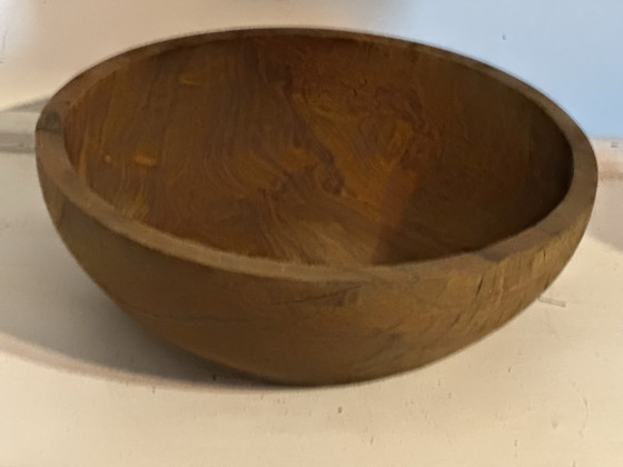 Large vintage solid wood bowl – Catchall – Centerpiece – 31 cm – Table accessories (photo 14 of 15)