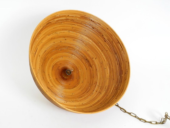 Image 1 of Preciosa lámpara colgante de techo italiana de bambú de los años 70 | Ø 72 cm | Vivai del Sud